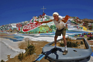 Leonard Knight works on Salvation Mountain in 2010. He used 500,000 ...