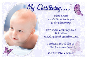 ... Personalised Boys Purple Butterfly Christening / Baptism Invitations