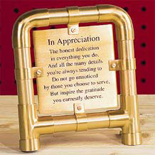 in appreciation brass plaque plaque is made of resin with the look of ...