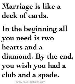 Funny Marriage Is Like A Deck Of Cards Quote Meme