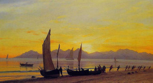 Boats Ashore at Sunset, Albert Bierstadt