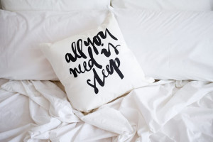 The quote on the last pillow is so true for me. I need LOTS of sleep ...