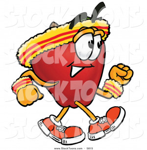 Stock Cartoon of a Sporty Red Apple Character Mascot Speed Walking or ...