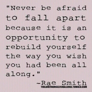 Never be afraid to fall apart because it is an opportunity to rebuild ...
