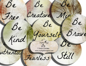 inch circles Inspirational quotes digital collage sheet pendant ...