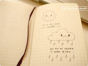 doodle, notebook, notebook doodles, rain, sun, weather