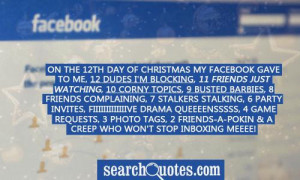 Day of Christmas my Facebook gave to me, 12 dudes I'm blocking, 11 ...
