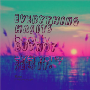 Everything has its beauty, But not everyone sees it.