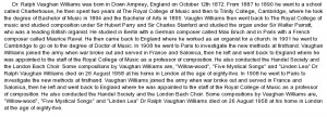 essay on Dr. Ralph Vaughan Williams