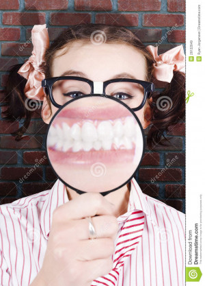 Female Student At The Dentist Showing Big White Teeth With A Big Smile ...