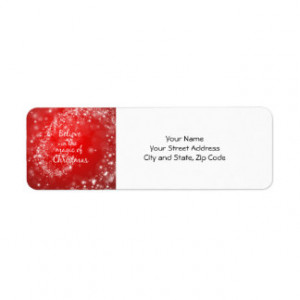 Red Sparkles with Christmas Magic Quote Custom Return Address Labels