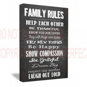 / Family/home / FRAMED CANVAS PRINT Family rules help each other ...