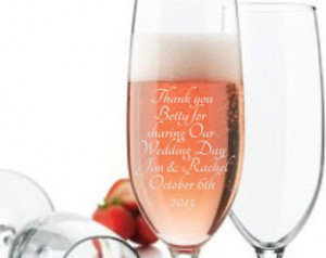 Engraved Champagne Flutes, Wedding Gift etched Champagne Glasses ...