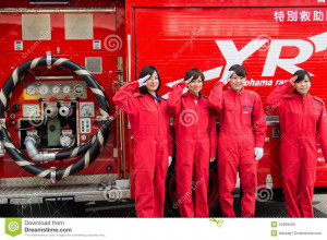 January 5: Unidentified female firefighters greet beside the rescue ...