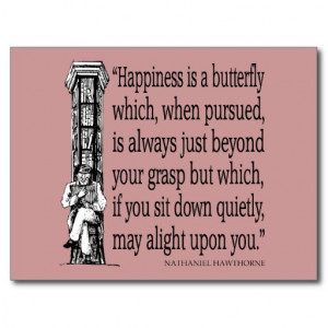 Nathaniel Hawthorne Quote - Happiness - Quotes Postcard