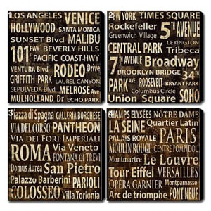 printed-art-words-quotes-western-cities-set-of-4-1301-0157 ...