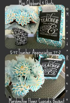 Teacher Appreciation Day Marshmallow Flower Cupcake Topiary and Mini ...
