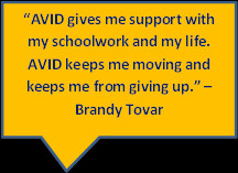100% of the 2012 graduating AVID seniors were accepted into 4-year ...