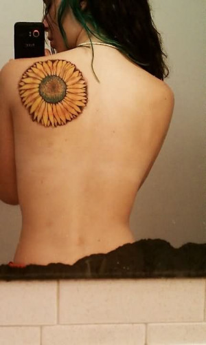 Color Sunflower Turtle Tattoo On Right Foot