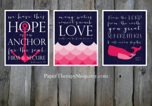 Nautical Prints based on Bible verses, Water, WHALE, and ANCHOR 8x10 ...