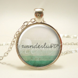 Wanderlust Necklace, Wander Quote Pendant, Boho Jewelry (1755S1IN)