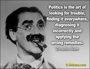 Politics is the art of looking for trouble, finding it everywhere ...