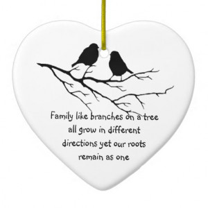 Family like branches on a tree Saying Birds Christmas Ornaments