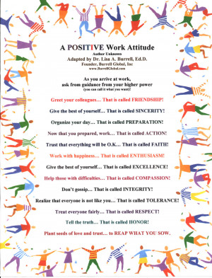 Positive Workplace http://www.drlisaburrell.com/positive%20attitude ...