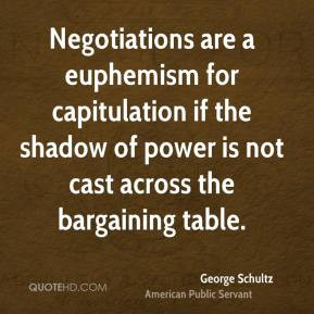 George Schultz - Negotiations are a euphemism for capitulation if the ...