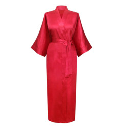 in stock Chinese silk satin kimono black robe for wholesale