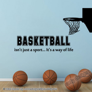 Wall Decal with Hoop - Sports Room Decor - Boys Vinyl Wall Decal ...
