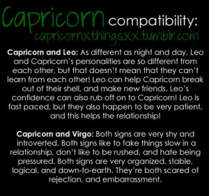 Capricorn compatibility: With Leo and Virgo
