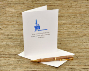 ... in the bottled lightning - Charles Dickens quote - letterpress card
