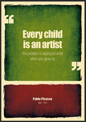 ... , picasso, poster, print, quote, quotes artist, red, text, typograp