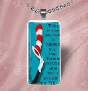 Dr. Seuss The Cat in the Hat Quote Domino Pendant Necklace