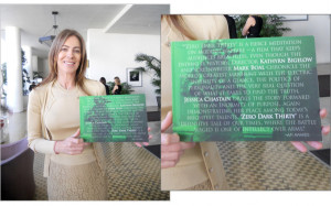 Producer-director Kathryn Bigelow showed off a promotional booklet for ...