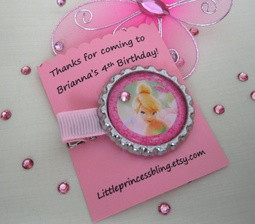 girls birthday party favors, tinkerbell, 10 sets, hair clips, disney ...