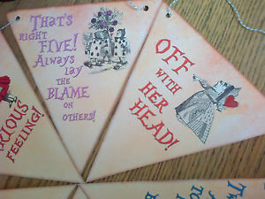 Details about Shabby Chic Vintage Alice in Wonderland QUOTES Bunting ...