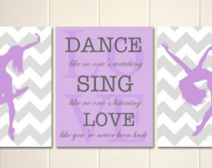 ... , dance like no one's watching, dance quotes, Set of 3 girls posters