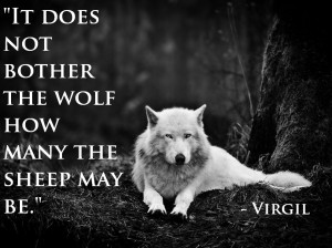 It does not bother the wolf how many the sheep may be.” – Virgil ...