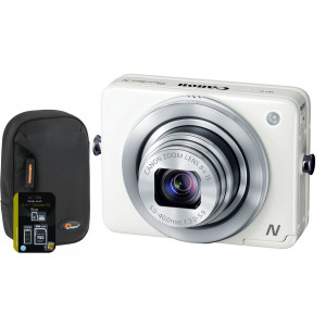 Canon PowerShot N White 12 1MP Digital Camera Pouch and 8GB microSD