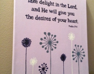 canvas art. Psalm 37:4. Inspirational quote on canvas. Purple canvas ...