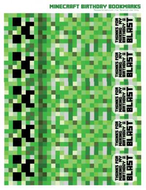 Free Printable Minecraft Birthday Bookmarks by Pepper Scraps