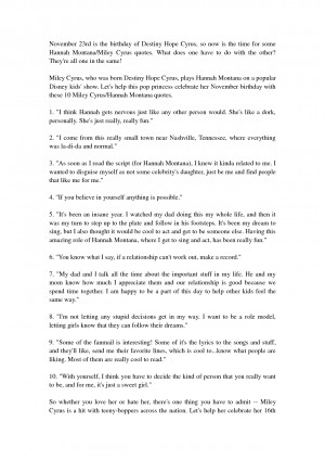 ... Cyrus Quotes to Celebrate the Birthday of a Teen Pop Star by aihaozhe2