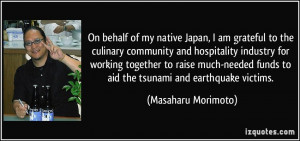 native Japan, I am grateful to the culinary community and hospitality ...