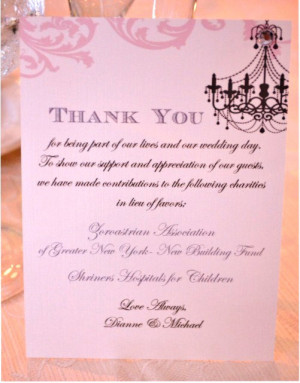 Donation Thank You Cards in lieu of favors by BellaMEvents on Etsy