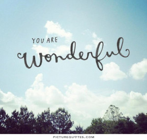 You are wonderful Picture Quote #1
