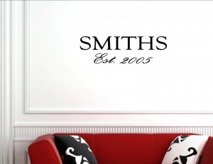 0143 Family name centered over Est date - Vinyl wall decals quotes ...
