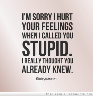 Hurt Your Feelings When I Called You Stupid I Really Thought You ...