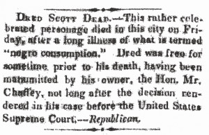 Obituary for Dred Scott Obituary for Dred Scott published in the St ...